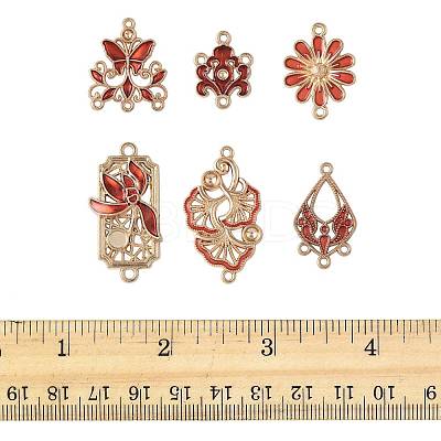 36Pcs 6 Styles Alloy Enamel Connector Charms FIND-FS0004-46B-1