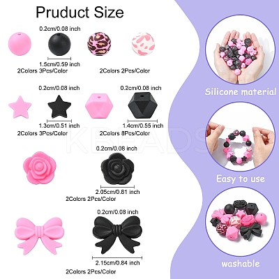 12 Styles Food Grade Eco-Friendly Silicone Beads SIL-YW0001-46-1