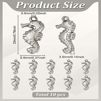 10Pcs 304 Stainless Steel Pendants STAS-LP0003-84-1