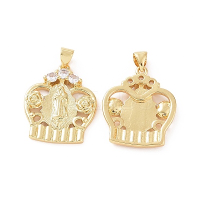 Brass Micro Pave Cubic Zirconia Pendants ZIRC-P106-20G-1