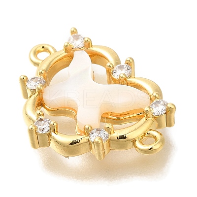 Brass Clear Cubic Zirconia Heart Links KK-K388-83G-1