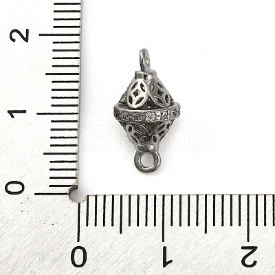 Brass Micro Pave Clear Cubic Zirconia Hollow Bicone Connector Charms KK-A230-05E-P-1
