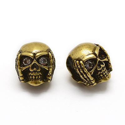 Brass Micro Pave Grade AAA Cubic Zirconia Beads ZIRC-G100-57AG-NR-1