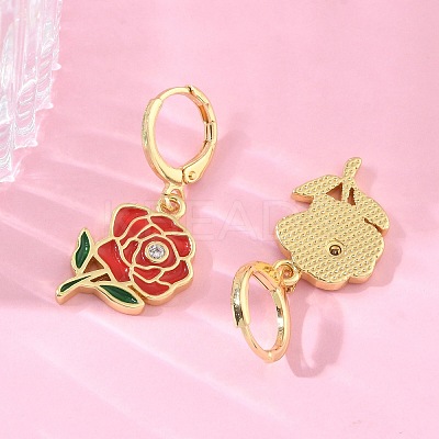 Valentine's Day Brass Enamel Hoop Earrings for Women EJEW-G464-01G-01-1