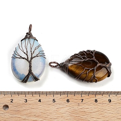 Mixed Gemstone Copper Wire Wrapped Tree Pendants FIND-A043-06-1