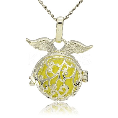 Silver Color Plated Brass Hollow Round Cage Pendants LS-KK-J230-04S-1