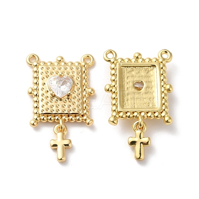 Rack Plating Brass Micro Pave Clear Cubic Zirconia Pendants KK-D074-32G-1