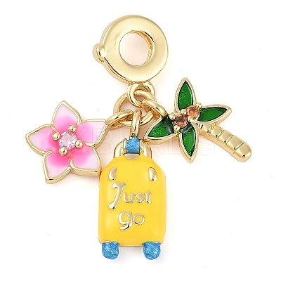 Rack Plating Brass Cubic Zirconia Summer European Dangle Charms KK-P287-01B-G-1