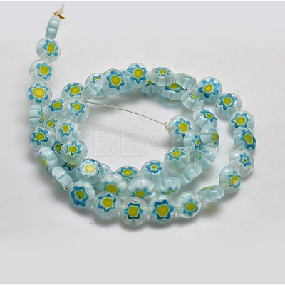 Handmade Millefiori Glass Flat Round Bead Strands X-LK-P011-18-1