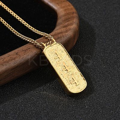 304 Stainless Steel Rectangle Number Pendant Necklaces NJEW-D300-01G-04-1