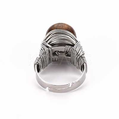 Adjustable Gemstone Round Finger Rings RJEW-T019-01A-P-1