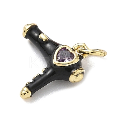 Brass Micro Pave Cubic Zirconia Charms KK-B155-17G-02-1
