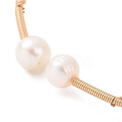 Natural Pearl Beaded Cuff Bangles BJEW-JB09416-1