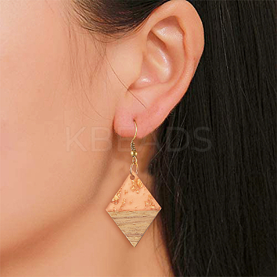 Transparent Resin & Walnut Wood Pendants RESI-CJ0001-72-1