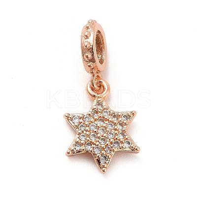 Rack Plating Brass Micro Pave Cubic Zirconia European Dangle Charms KK-K270-11RG-1