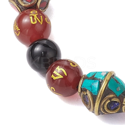 8mm Round Tibetan Style Natural Agate Braided Bead Bracelets BJEW-JB10410-1