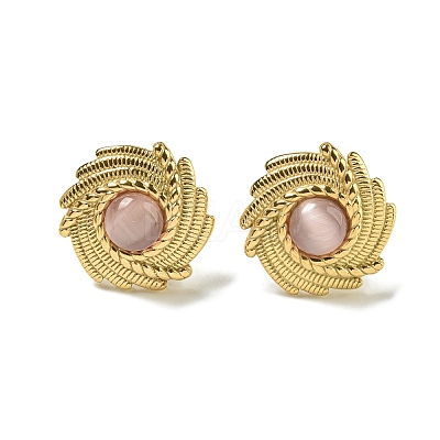 Cat Eye Stud Earrings EJEW-G400-62G-1