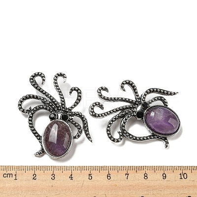 Natural Amethyst Octopus Brooch G-Z050-01D-1