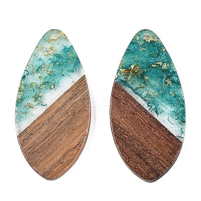 Transparent Resin and Walnut Wood Pendants RESI-T057-05I-1