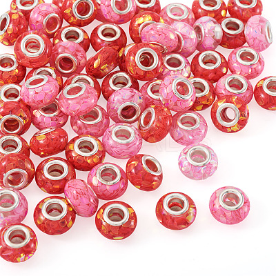 70Pcs 7 Colors Transparent Resin Rondelle European Beads RESI-TA0004-82-1