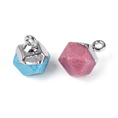 Natural & Synthetic Mixed Stone Faceted Star Cut Round Charms G-T144-70M-1