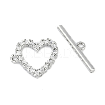 Brass Micro Pave Clear Cubic Zirconia Toggle Clasps LS-KK-K391-07P-1