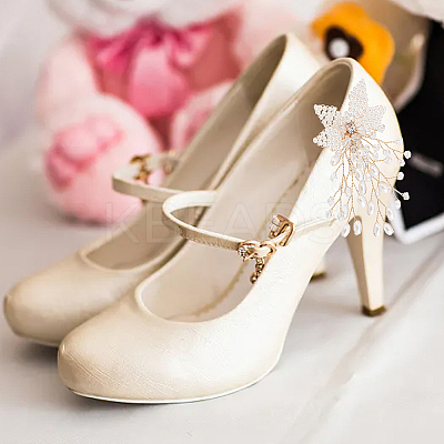 ABS Plastic Imitation Pearl Beaded Flower Wedding Shoe Decorations FIND-WH0126-71G-1