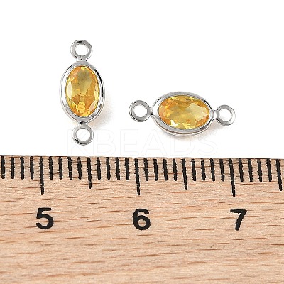 SHEGRACE Brass Pave Cubic Zirconia Oval Connector Charms XGRQ2O407-439C-P-1