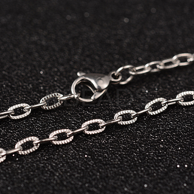 Tarnish Resistant 304 Stainless Steel Textured Cable Chains Necklaces LS-NJEW-L427-06P-1