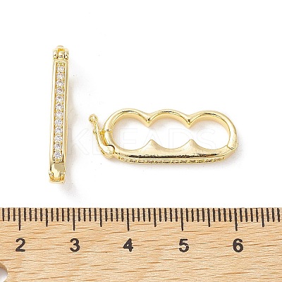 Brass Micro Pave Clear Cubic Zirconia Twister Clasps KK-K360-27B-G-1