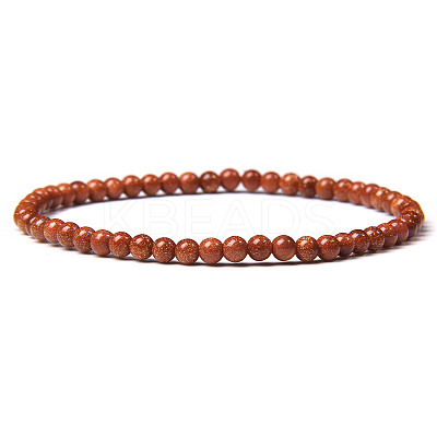 4mm Round Synthetic Goldstone Beads Bracelet for Men LS-KG3069-6-1
