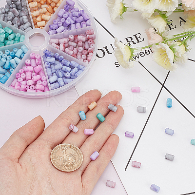 320Pcs 8 Colors Opaque Baking Paint Crackle Glass Beads FGLA-PH0001-05-1