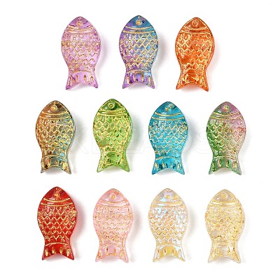 Baking Paint and Golden Metal Enlaced Glass Beads X-DGLA-T004-22M-1