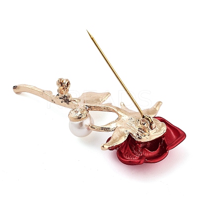 Valentine's Day Rose Zinc Alloy Crystal Rhinestone Brooches JEWB-I031-02B-1