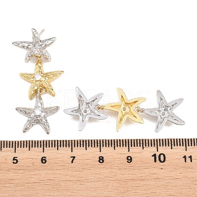 Brass Micro Pave Cubic Zirconia Dangle Stud Earrings EJEW-G471-29B-PG-1