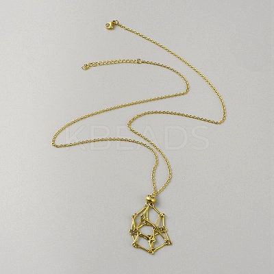 304 Stainless Steel Braided Adjusting Chain Macrame Pouch Empty Stone Holder for Pendant Necklaces Making NJEW-WH0025-01B-G-1