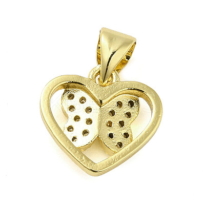 Rack Plating Brass Micro Pave Clear Cubic Zirconia Charms KK-Q784-07G-1