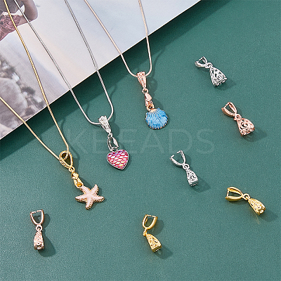 36Pcs 9 Style Rack Plating Brass Ice Pick Pinch Bails KK-FH0006-66-1