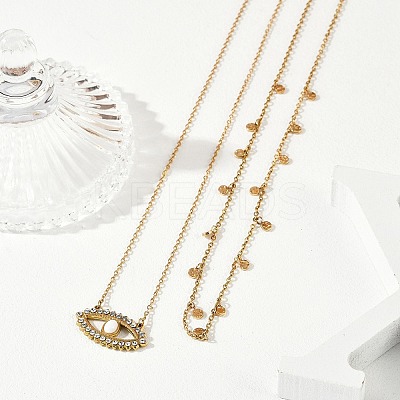 304 Stainless Steel Stackable Double Layer Necklaces NJEW-S435-03G-A-1