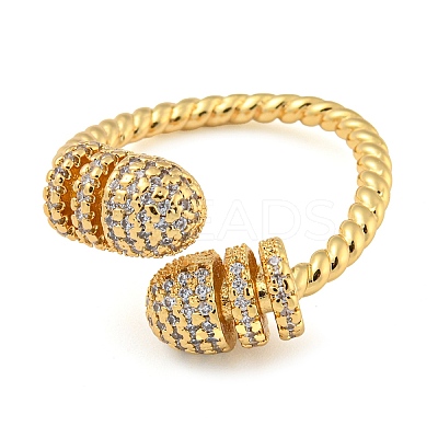 Brass Micro Pave Cubic Zirconia Open Finger Ring RJEW-C069-07G-1