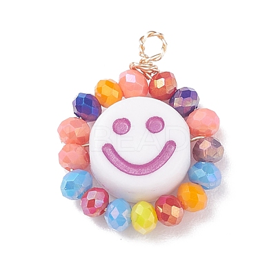 Electroplate Glass Beads  Pendants PALLOY-JF01374-1