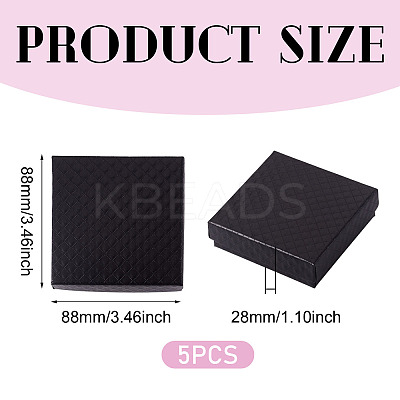 5Pcs Rhombus Textured Cardboard Jewelry Packing Boxes with Sponge Inside CBOX-TA0001-18F-1