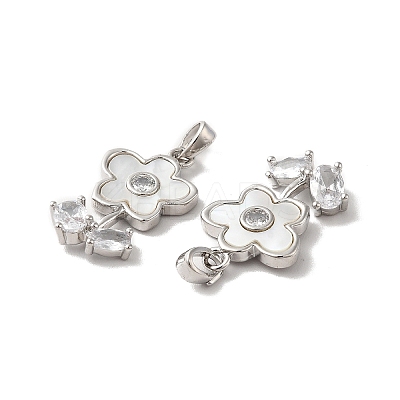 Brass Cubic Zirconia Pendants KK-M243-37P-1
