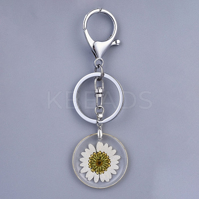 Alloy Resin Dried Flower Keychain KEYC-JKC00197-1
