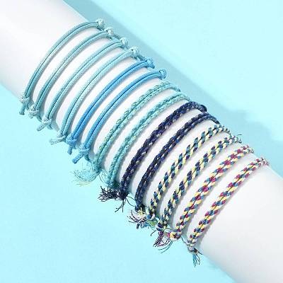 14Pcs 7 Colors Cotton Cord Bracelet Set for Men Women BJEW-FS00025-02-1