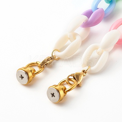 Rainbow Color Acrylic Phone Case Chain HJEW-JM00476-1
