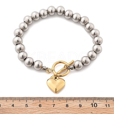 304 Stainless Steel Beaded Stretch Bracelets for Women LS-BJEW-C089-06GP-1