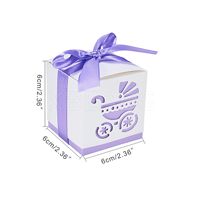 Hollow Stroller BB Car Carriage Candy Box wedding party gifts with Ribbons CON-BC0004-97B-1