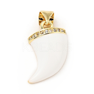 Brass Micro Pave Clear Cubic Zirconia Enamel Pendants KK-G416-39G-03-1