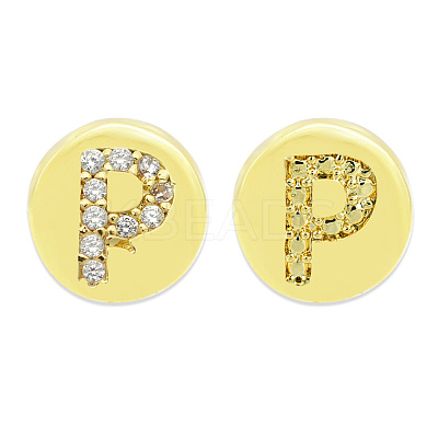 Brass Micro Pave Clear Cubic Zirconia Beads KK-T030-LA843-PX3-1